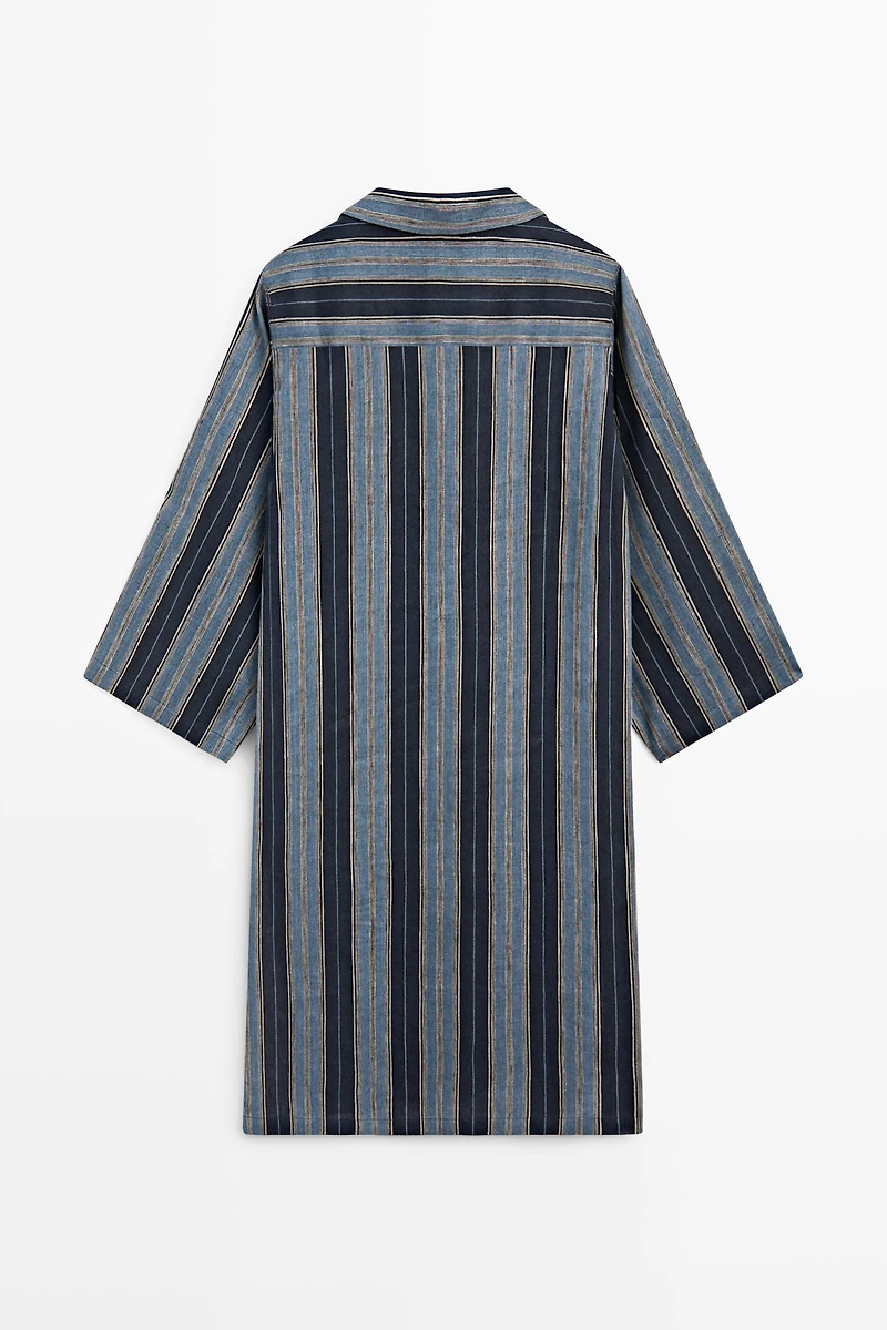 Striped linen cotton blend kaftan