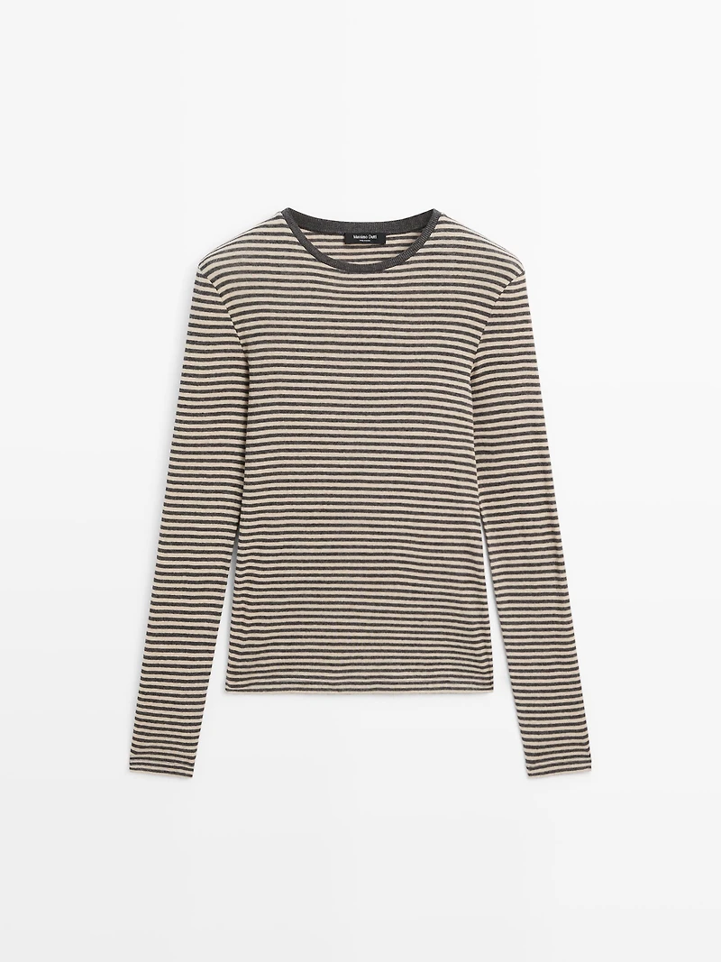 Long-sleeve cotton blend T-shirt