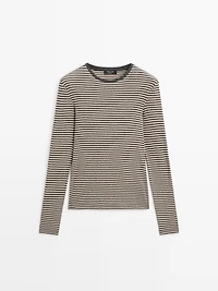 Long-sleeve cotton blend T-shirt