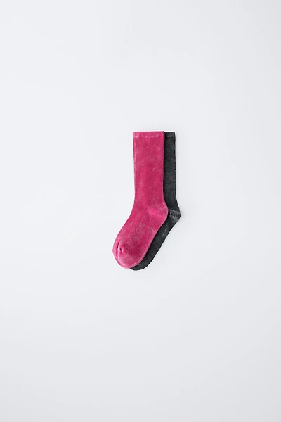 LOT DE DEUX CHAUSSETTES LONGUES EFFET DÉLAVÉ