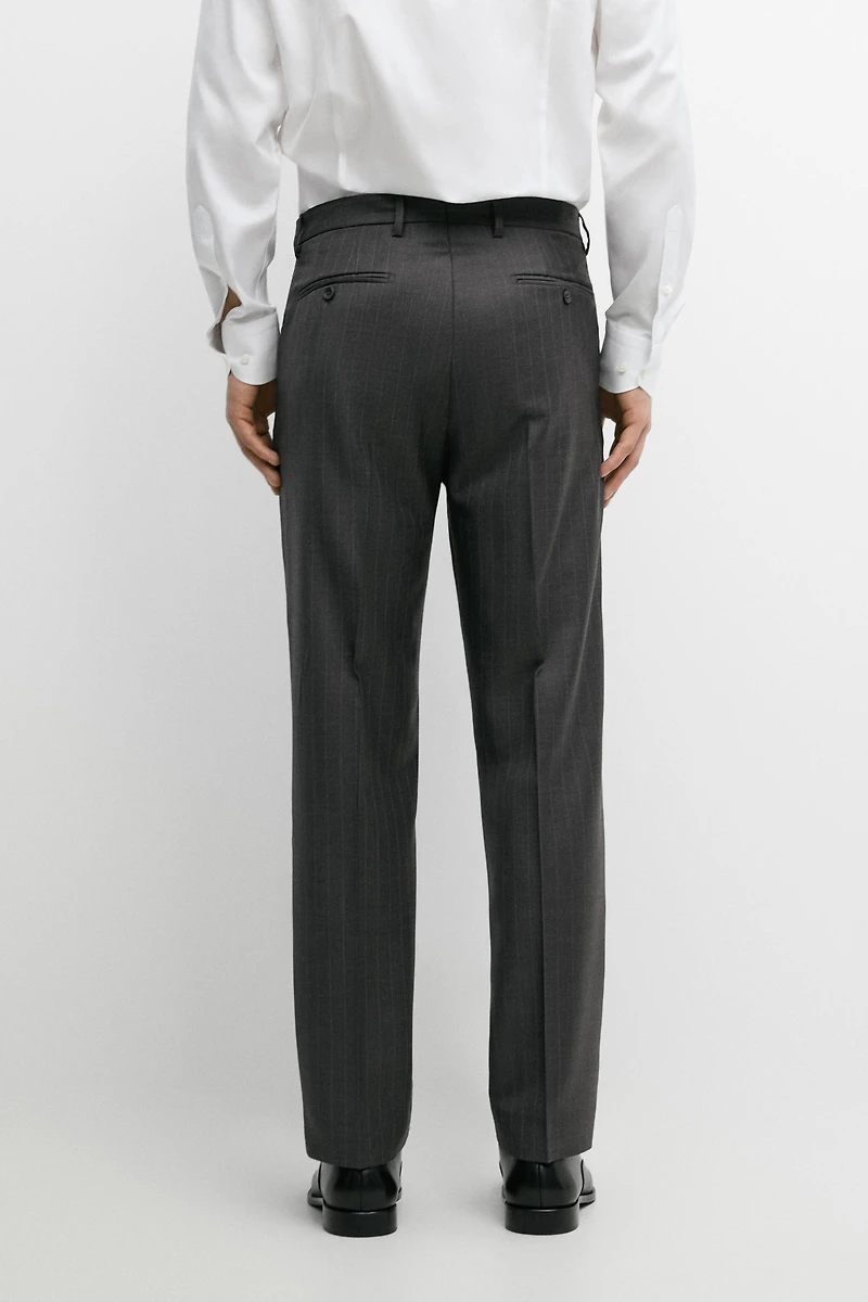 100% wool striped suit trousers