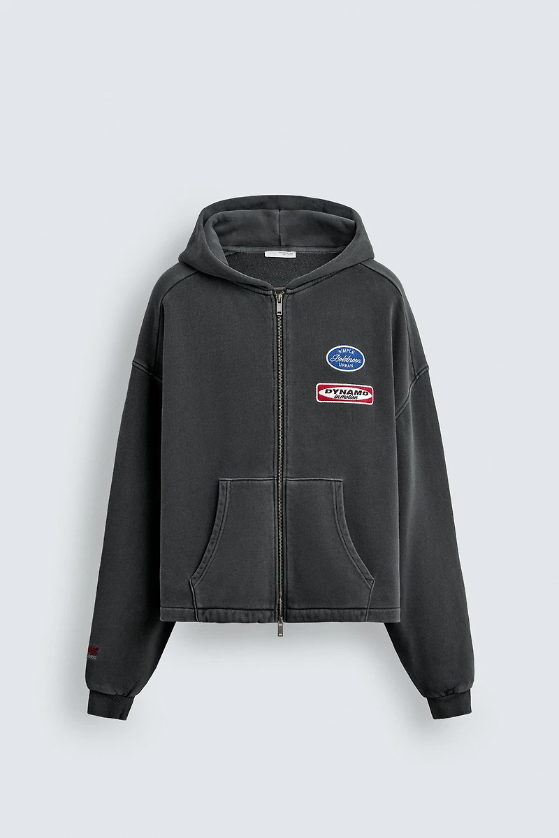 WASHED HOODIE WITH PATCHES