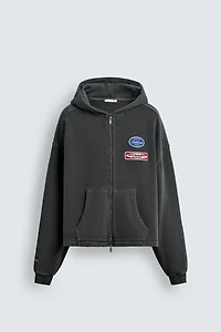 WASHED HOODIE WITH PATCHES