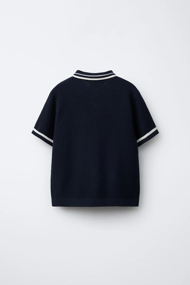 BASIC RIB KNIT POLO SHIRT