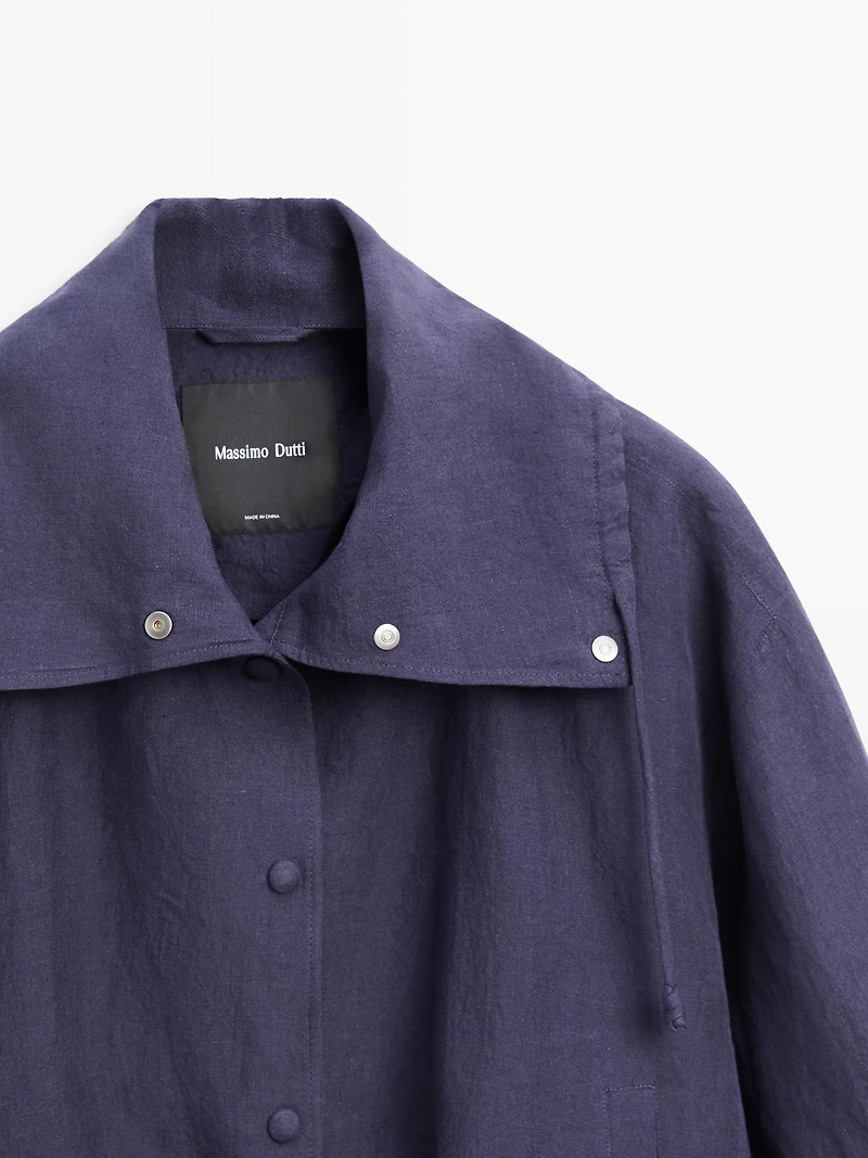 Veste bomber col fantaisie 100 % lin