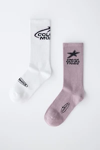 TWO-PACK OF PRINTED LONG SOCKS