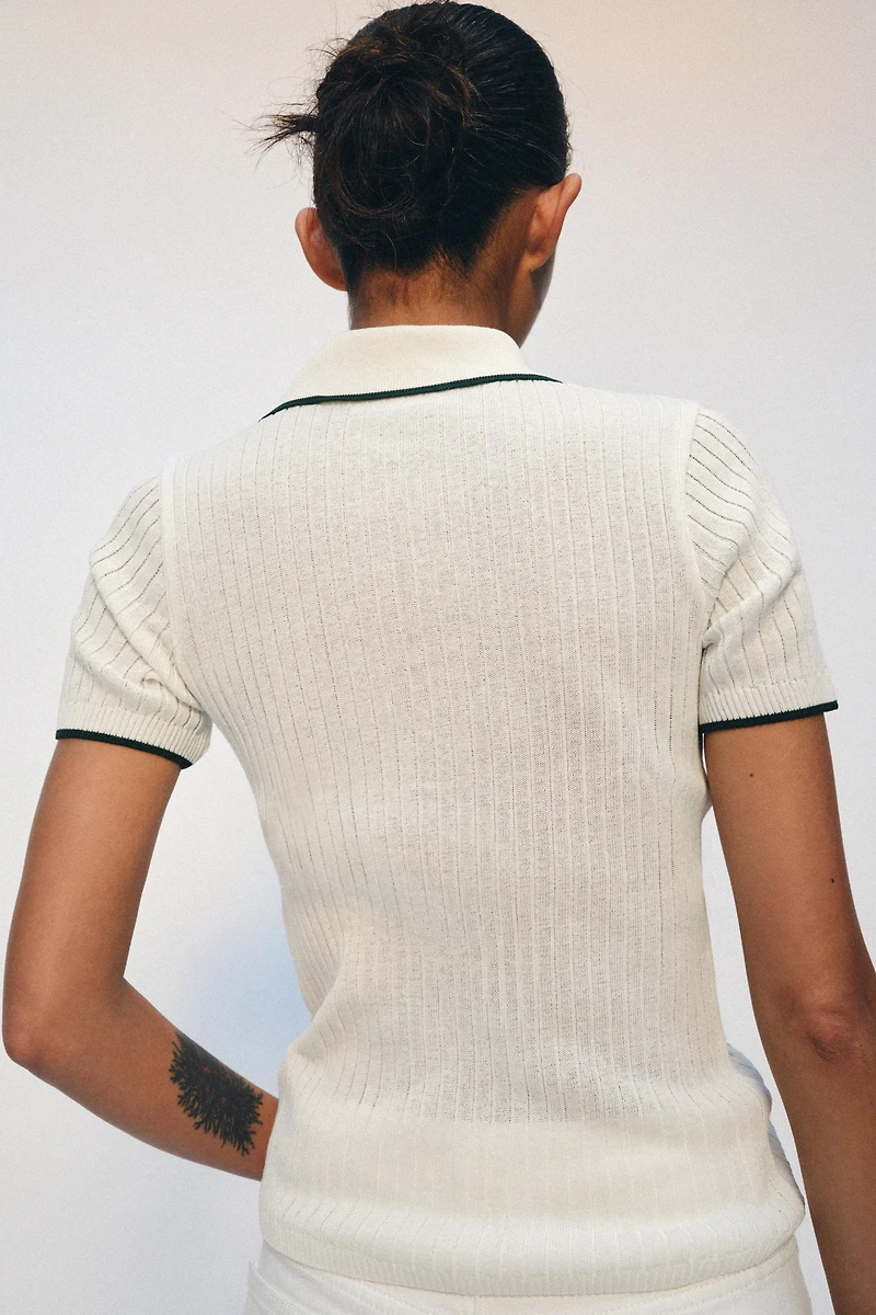 CONTRAST RIBBED POLO ZA
