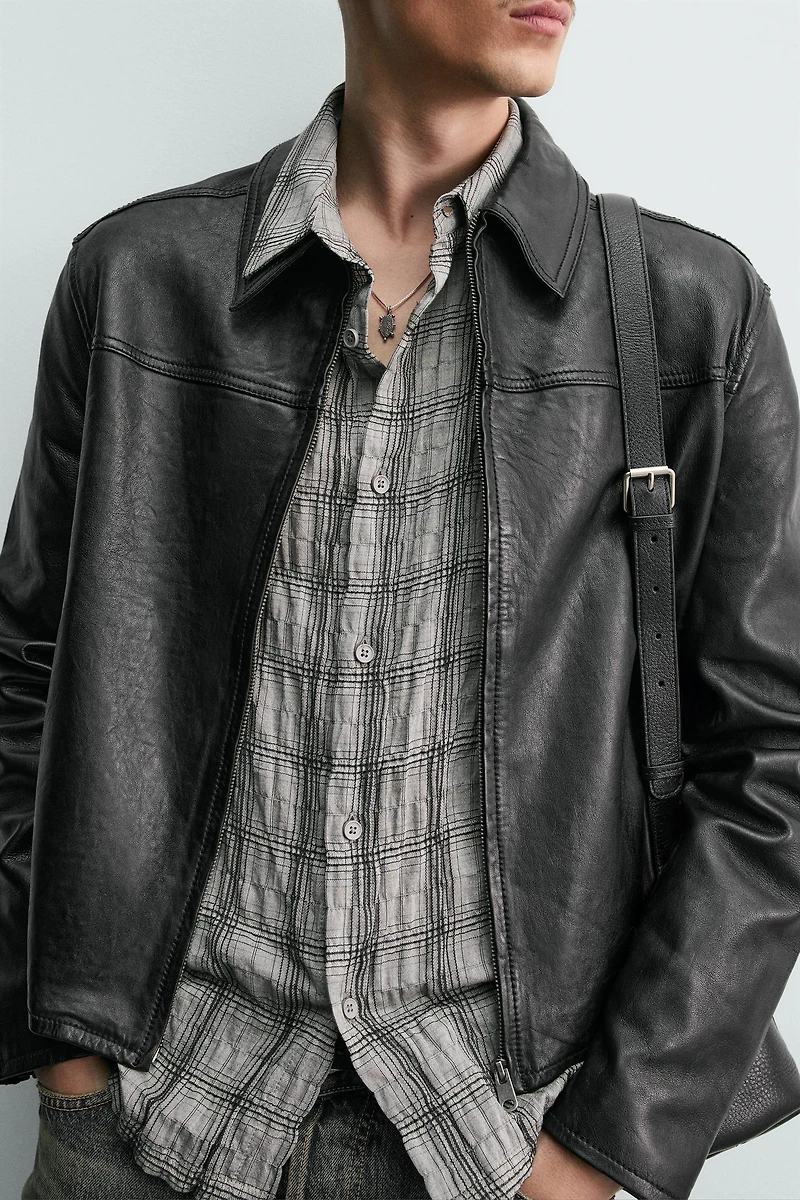 CROPPED NAPA LEATHER JACKET