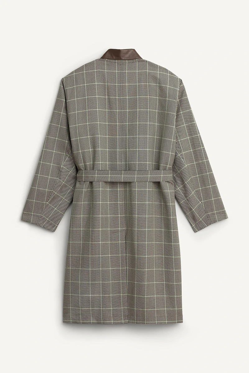 LIMITED EDITION PLAID AND LEATHER TRENCH COAT