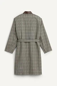 LIMITED EDITION PLAID AND LEATHER TRENCH COAT