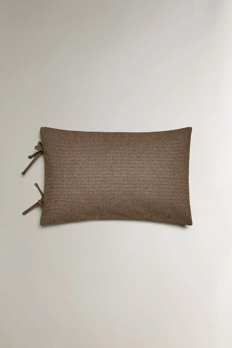 COTTON AND LINEN CHECK CHRISTMAS THROW PILLOW COVER