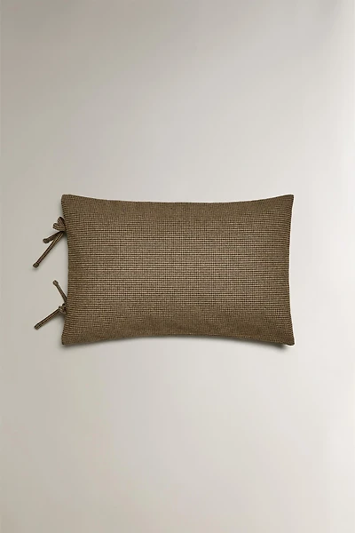 COTTON AND LINEN CHECK CHRISTMAS THROW PILLOW COVER