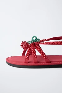 CHERRY BEADED SANDALS