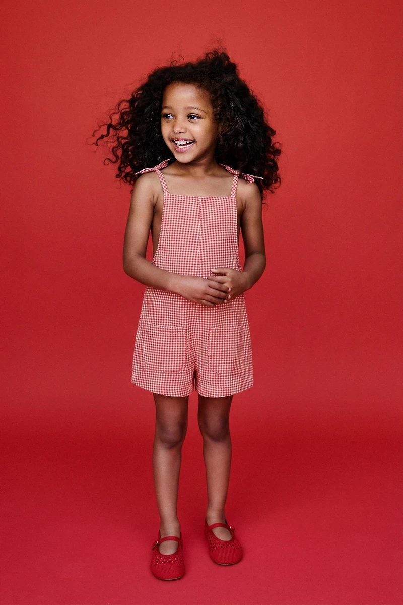 GINGHAM TWILL SHORT JUMPSUIT