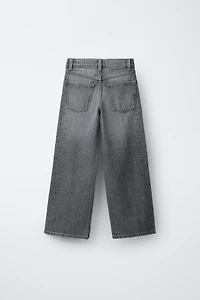 RHINESTONE WIDE LEG JEANS