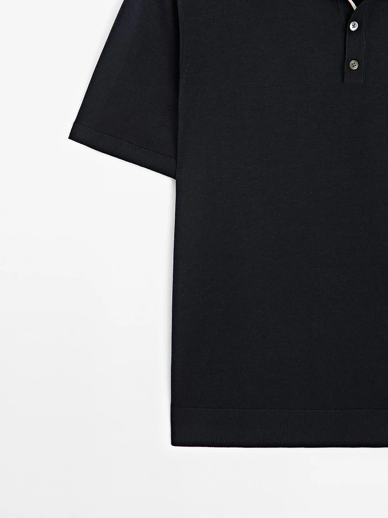 Polo en maille avec col coloré