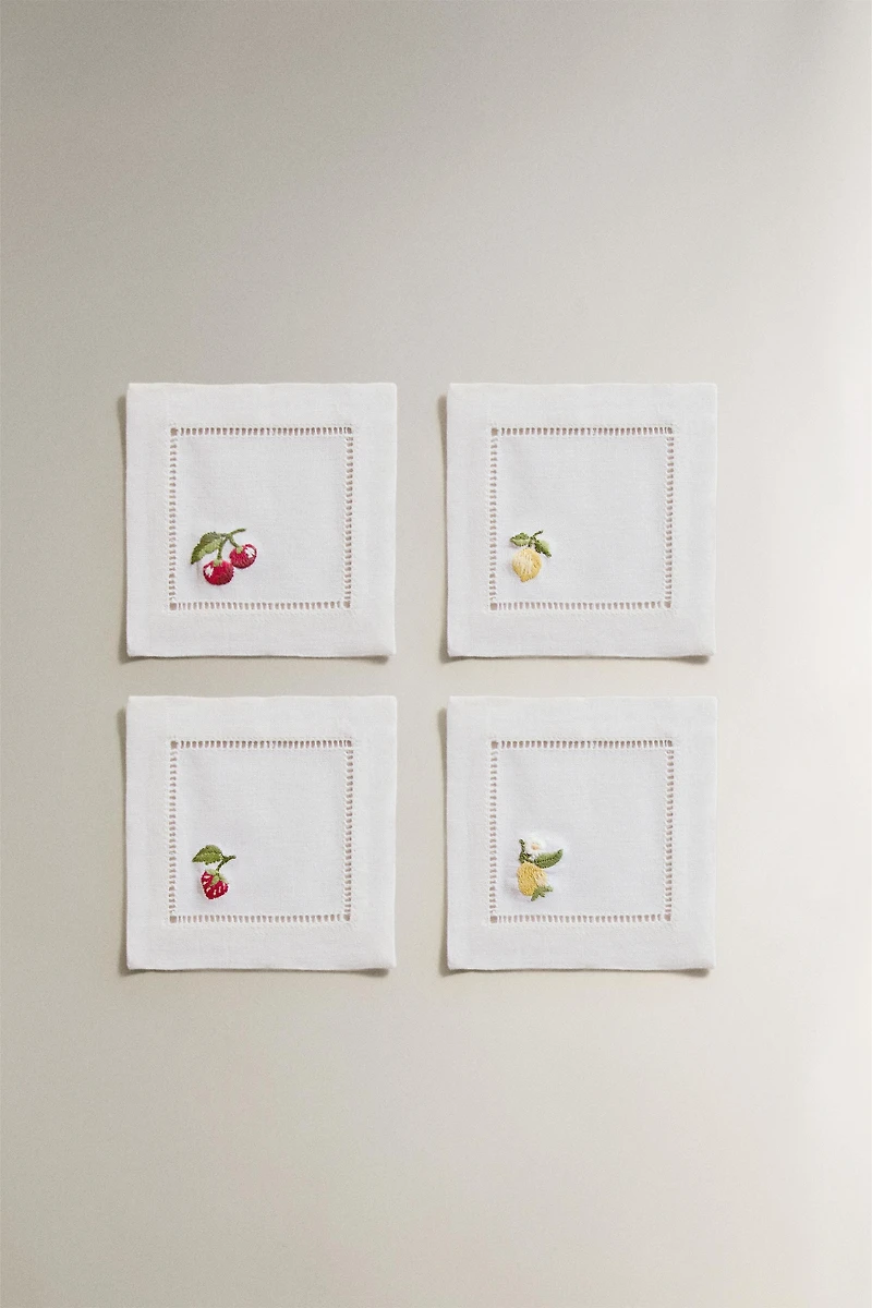 LOT 4 DESSOUS DE VERRE RAMIE FRUITS
