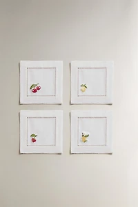 LOT 4 DESSOUS DE VERRE RAMIE FRUITS