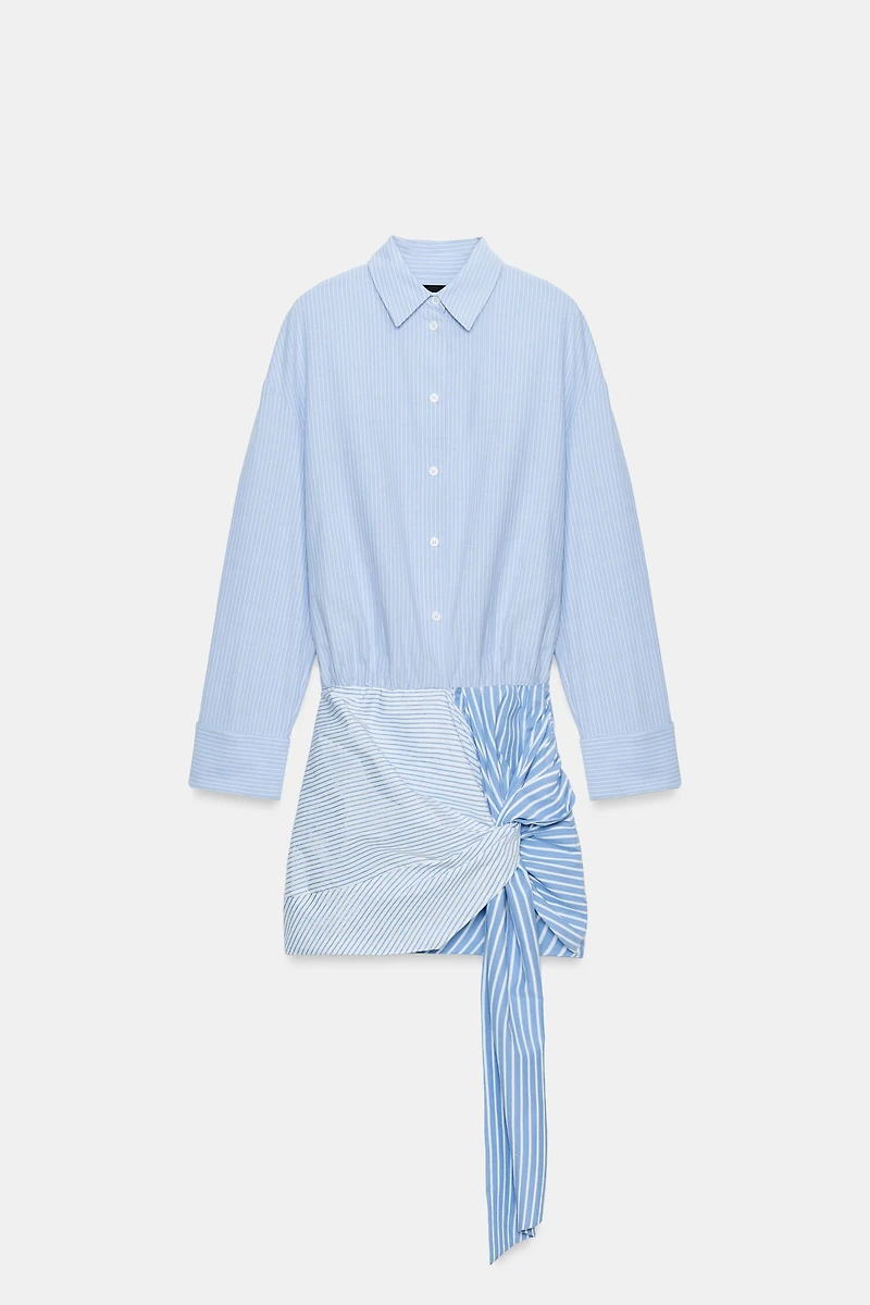 ROBE CHEMISE COURTE À NŒUD