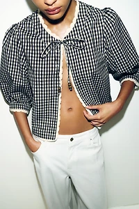 CROCHET GINGHAM CHECK JACKET
