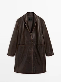Distressed nappa leather coat