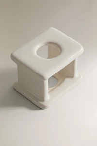 WHITE CERAMIC TOOTHBRUSH HOLDER
