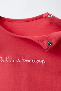 THREE-PACK OF STRIPED T-SHIRTS WITH EMBROIDERED TEXT