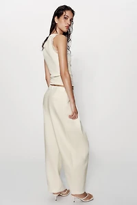 LACE RIBBED HALTER TOP
