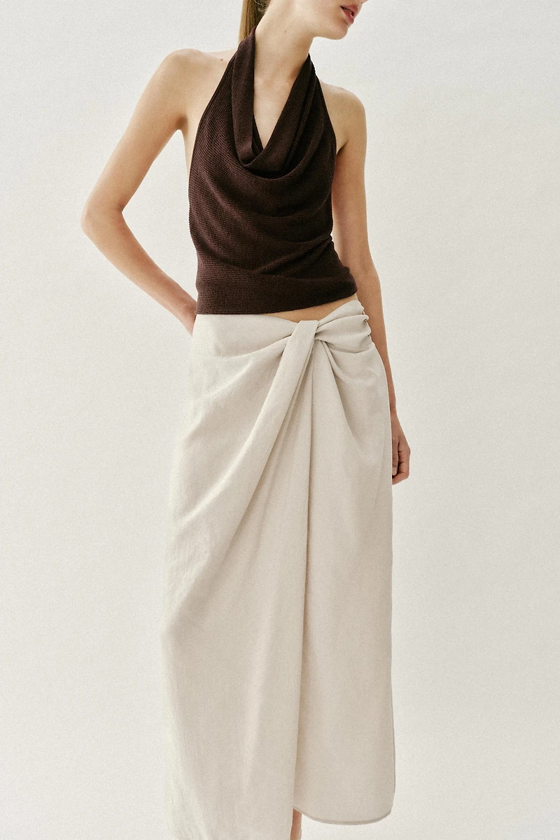 GATHERED PAREO MIDI SKIRT