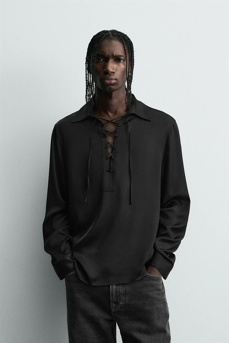 CHEMISE POLO FLUIDE À LACET