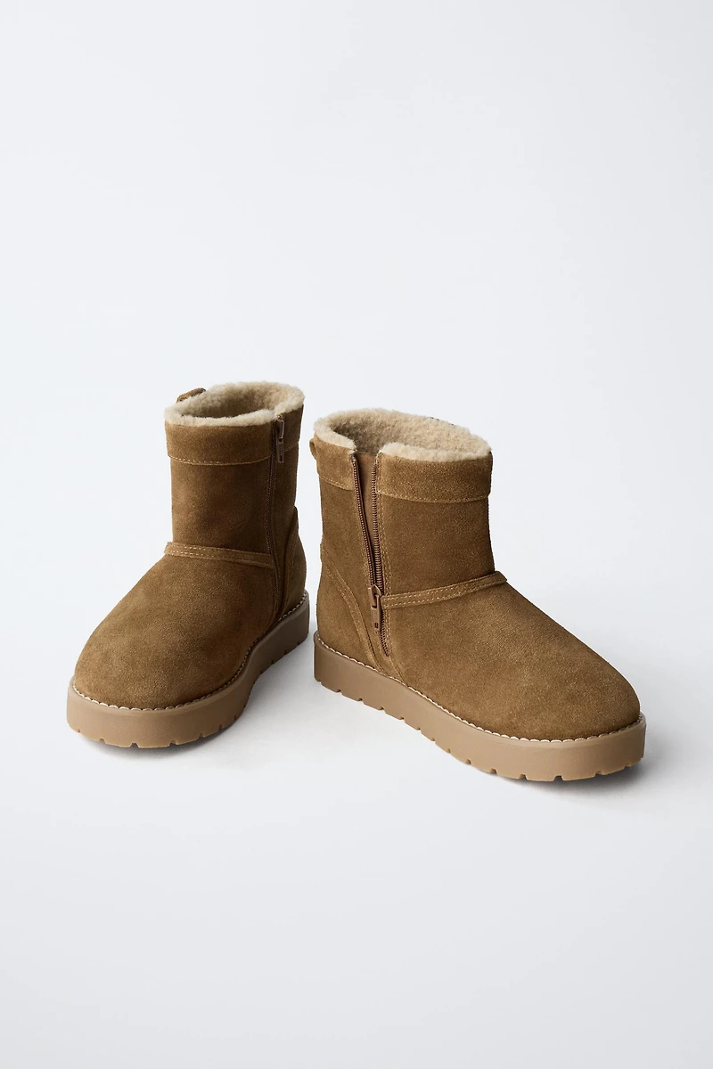 SHEARLING LEATHER ANKLE BOOTS