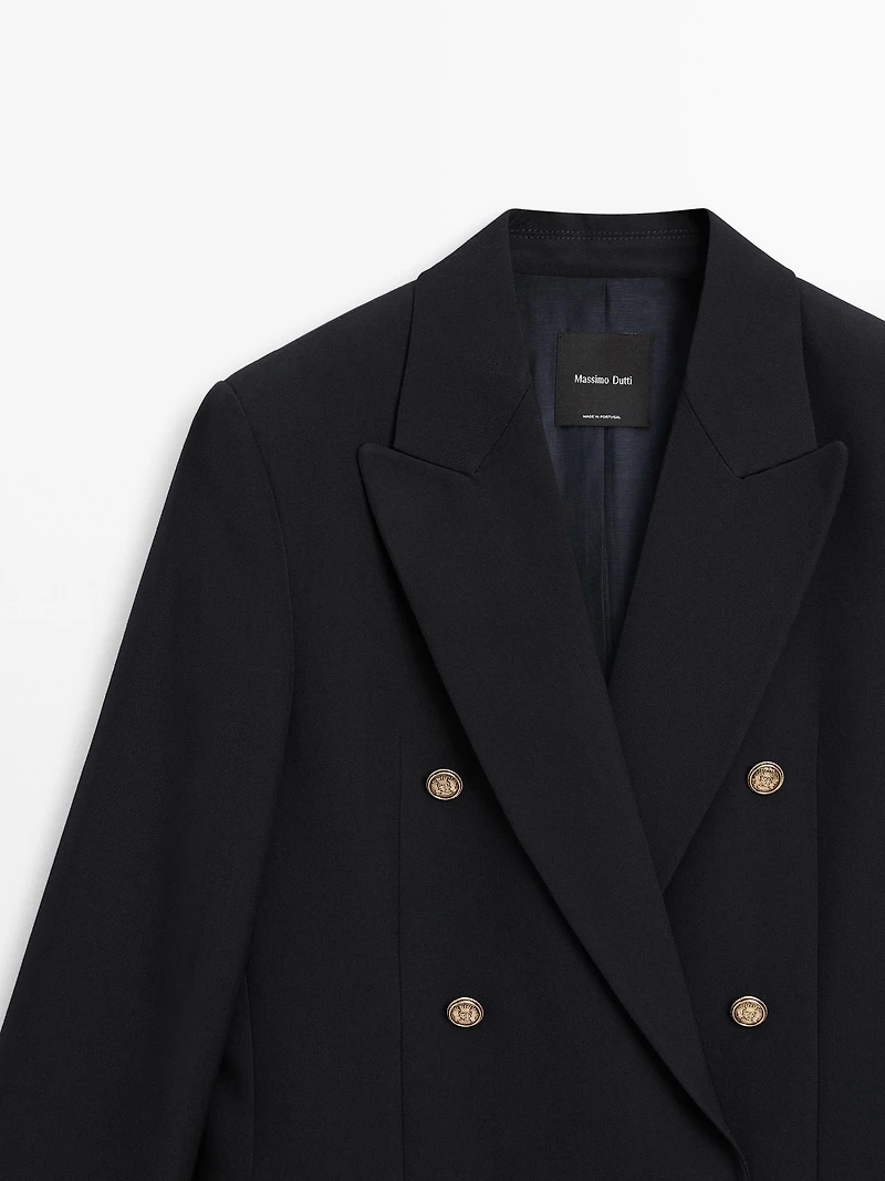Wool blend blazer with gold buttons