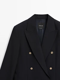 Wool blend blazer with gold buttons