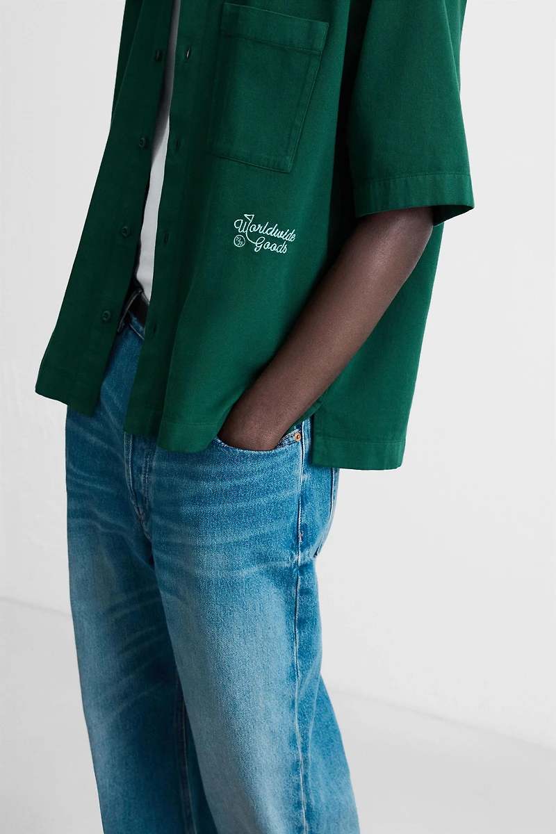 EMBROIDERED TEXTURED OVERSHIRT