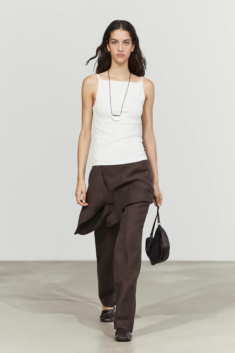 Pantalon détail jupe en lin