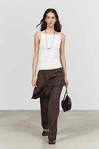 Pantalon détail jupe en lin