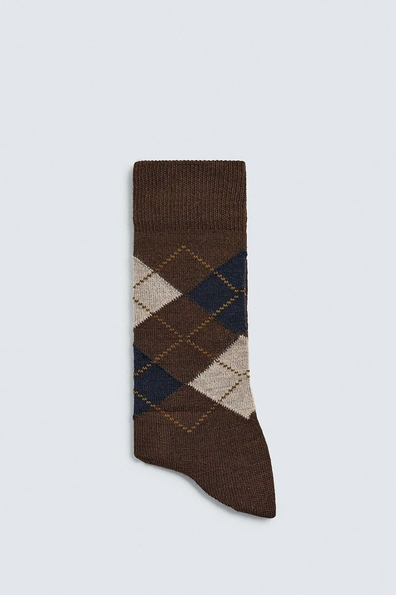 ARGYLE WOOL BLEND SOCKS