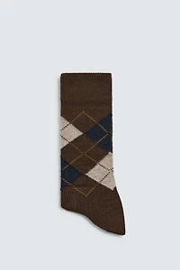 ARGYLE WOOL BLEND SOCKS