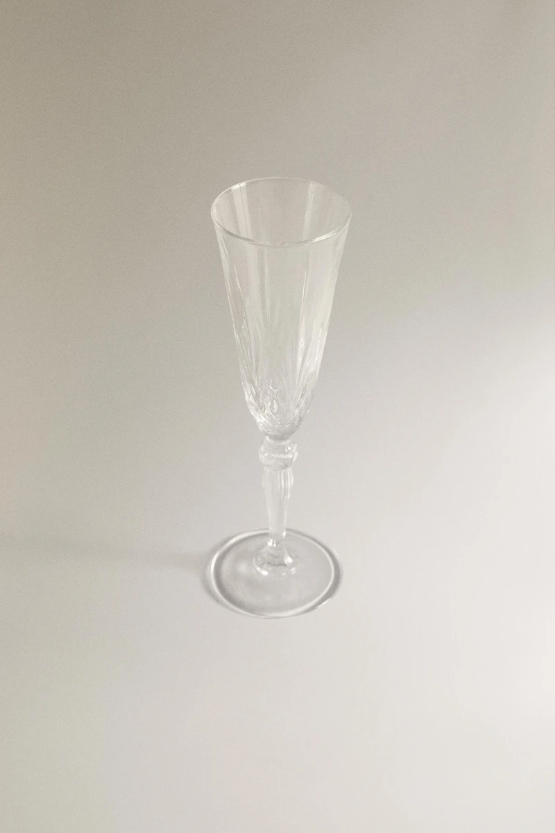 ENGRAVED CRYSTALLINE FLUTE GLASS