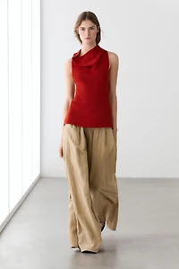 Palazzo trousers with box pleats