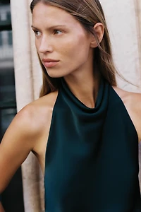 SATIN EFFECT HALTER TOP