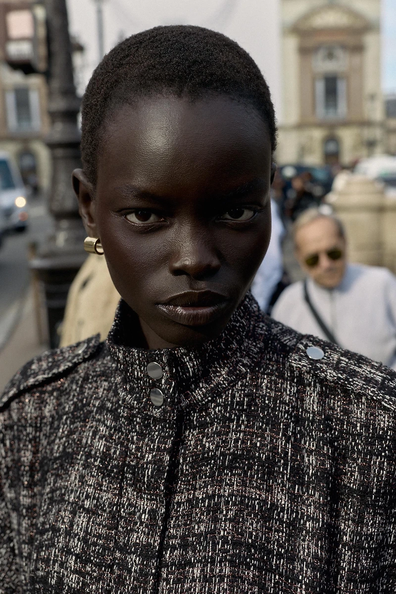 BLOUSON BOMBER STRUCTURÉ À FIL MÉTALLISÉ