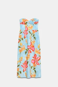 FLORAL POPLIN MIDI DRESS