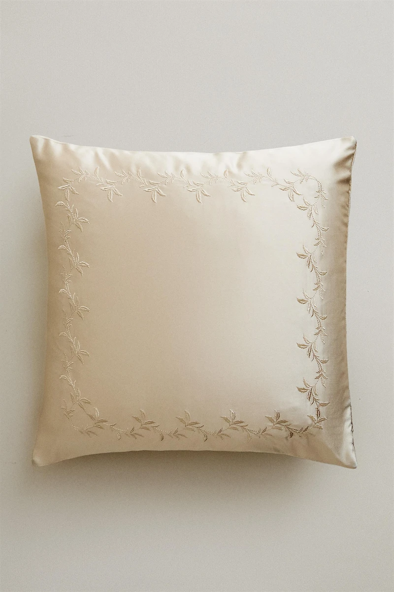 LEAF SATEEN THROW PILLOW COVER