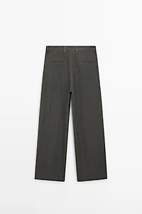 Pantalon mélangé pièce latérale lin