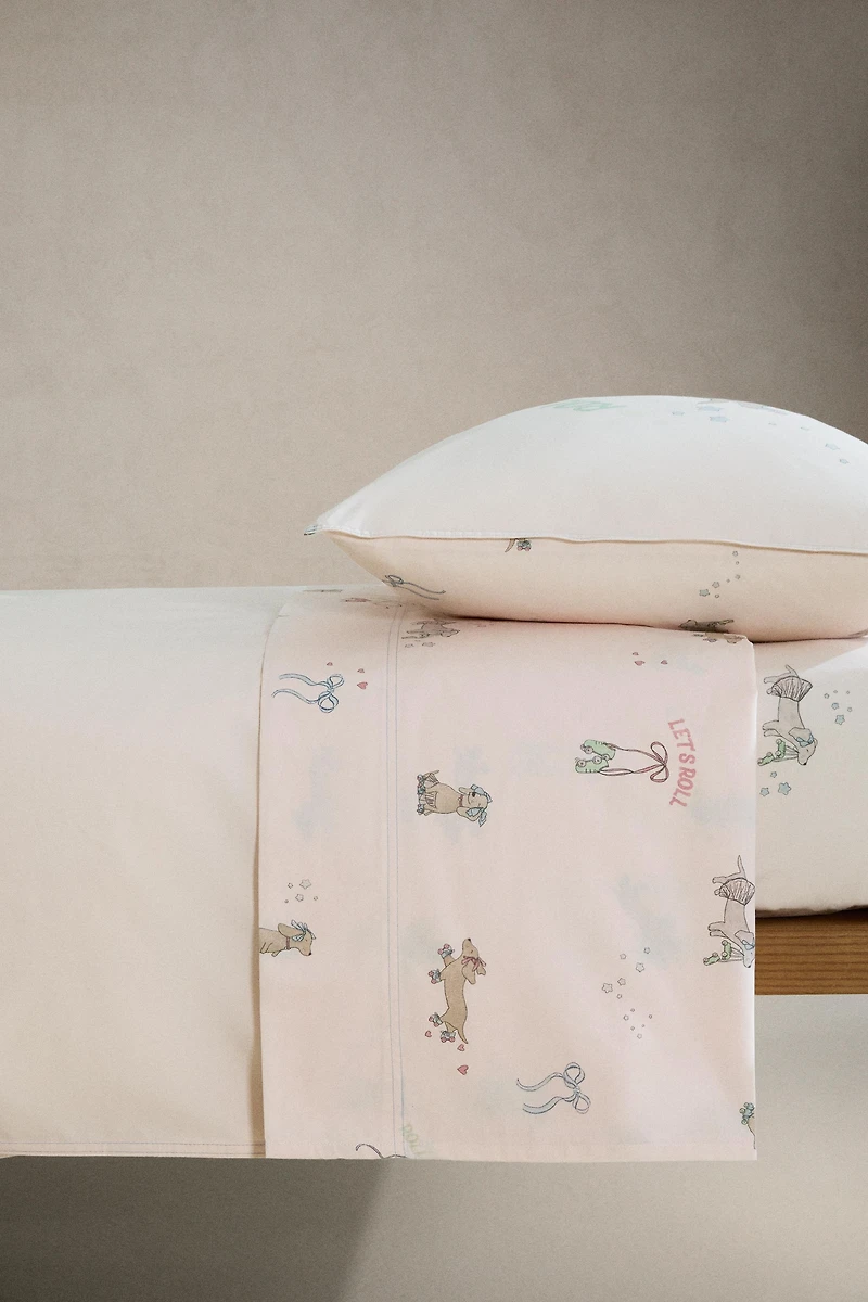 CHILDREN'S SKATING DOG FLAT SHEET
