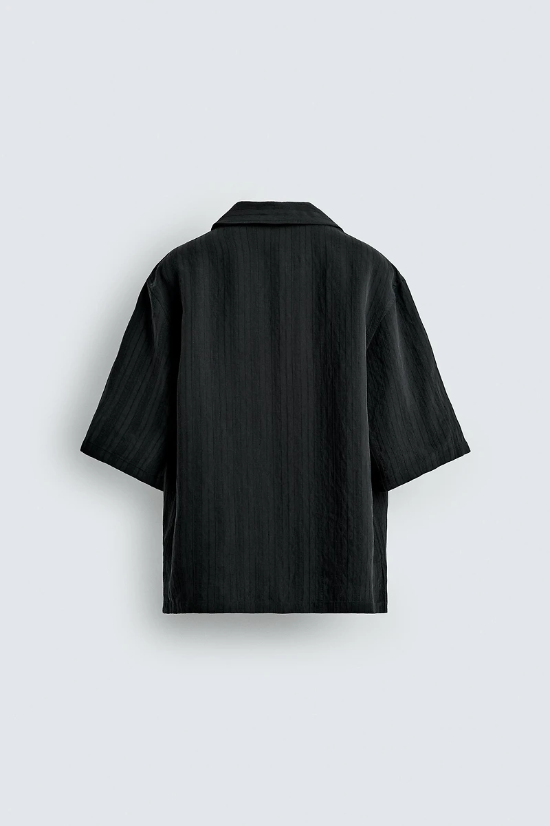 STRIPED JACQUARD BOXY FIT SHIRT