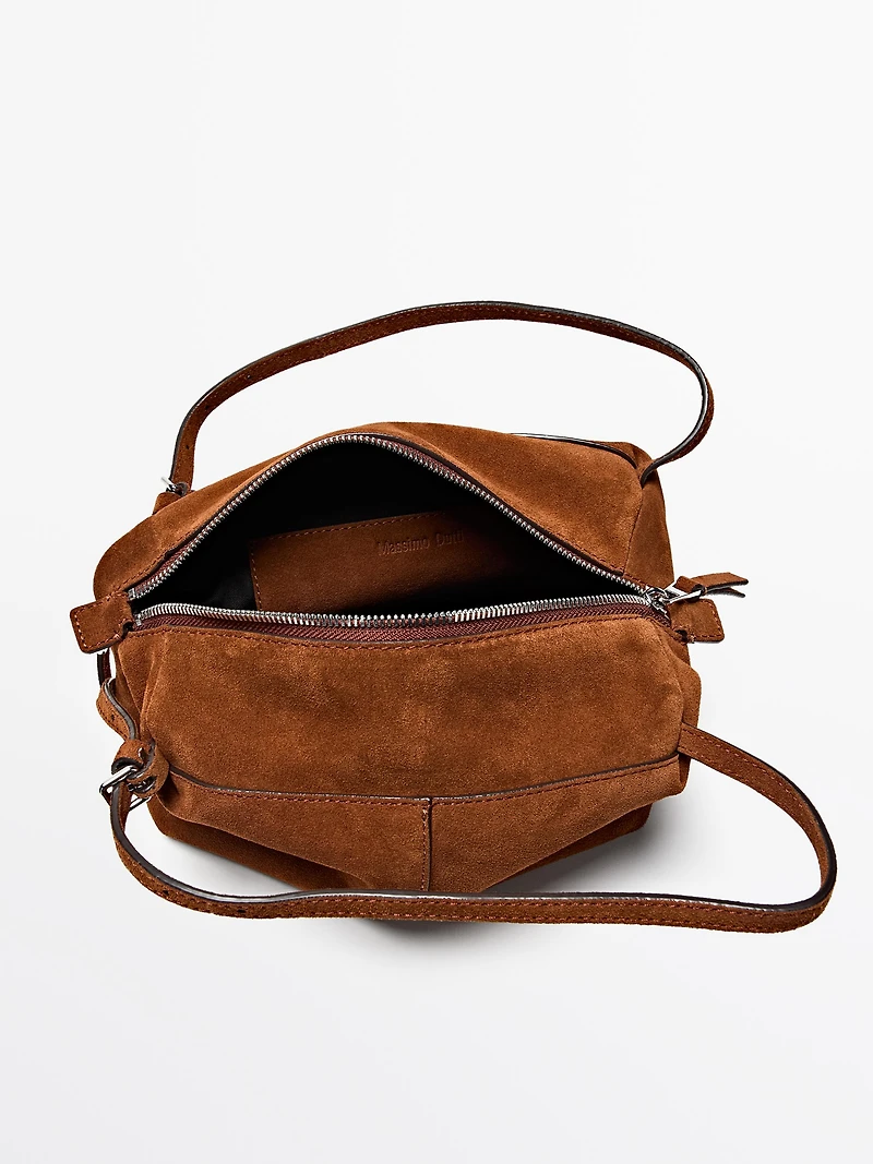 Split leather mini satchel bag