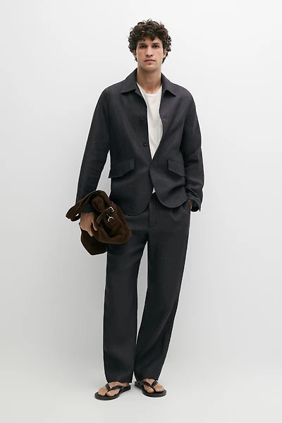 100% linen total look melange overshirt