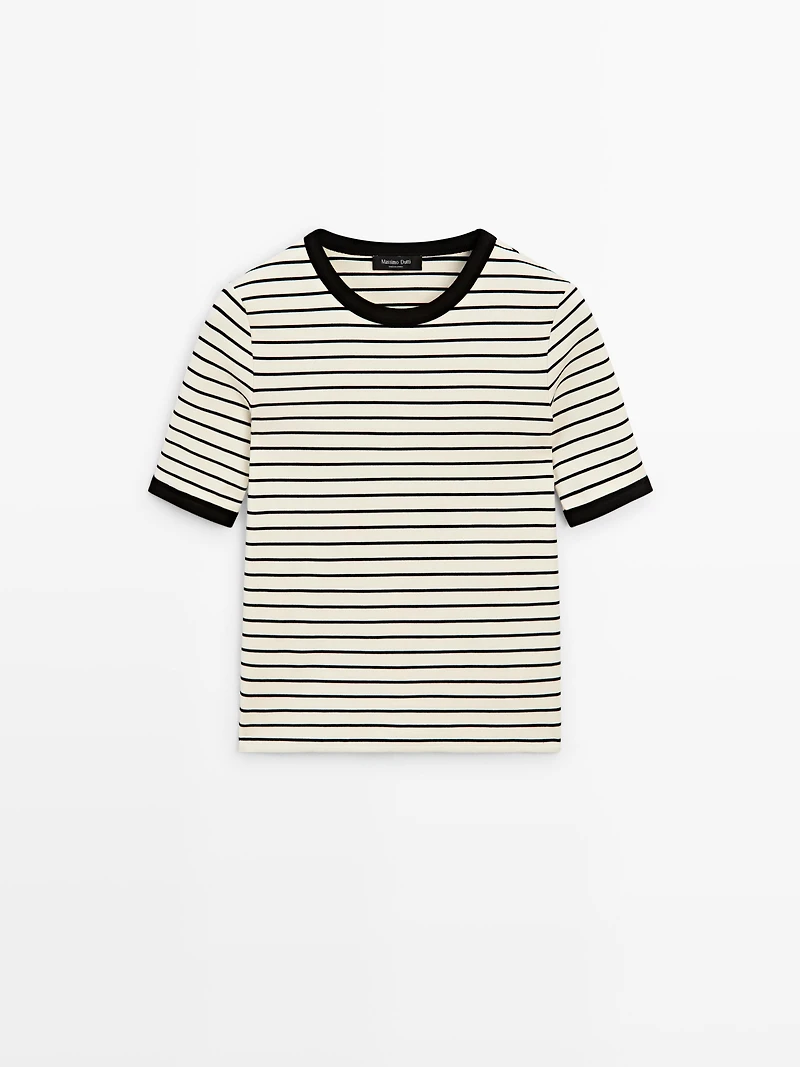 T-shirt à manches courtes rayures contrastantes